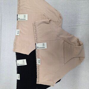 No Boundaries Panties Womens XXXL 22 Hipster Lace Trim 3-Pack Black Nude Cotton